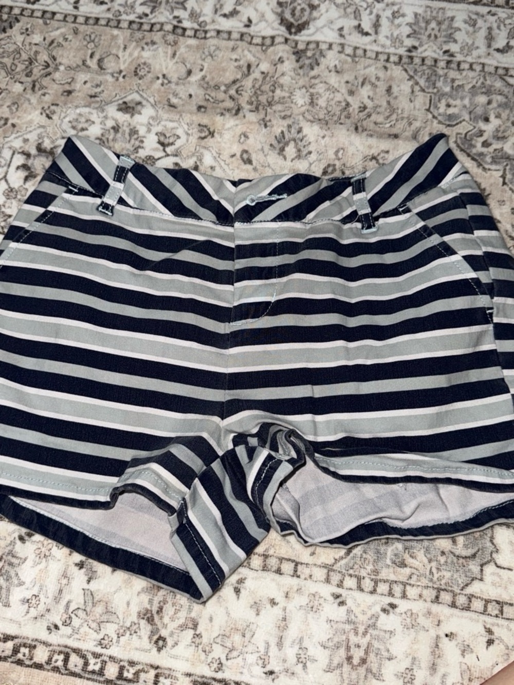 BeBop Navy and White Striped High Waist Shorts